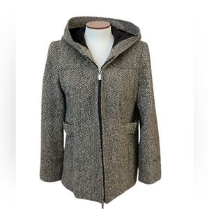 CROFT & BARROW Women’s Hooded Wool Blend Zip Up Tweed Jacket Size Medium